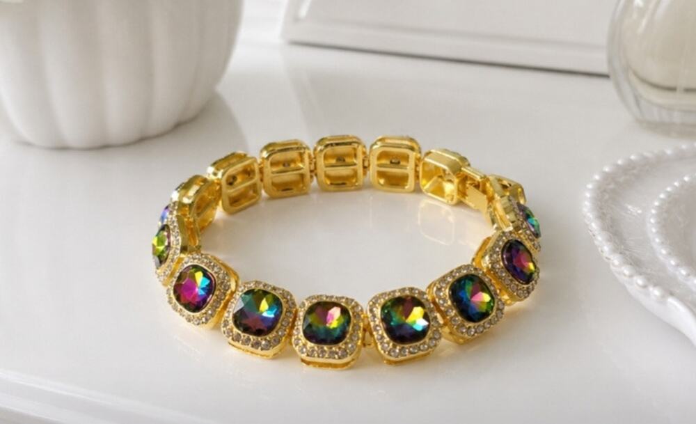 Gold Mermaid AB Glass Crystal Dopamine Bracelet New